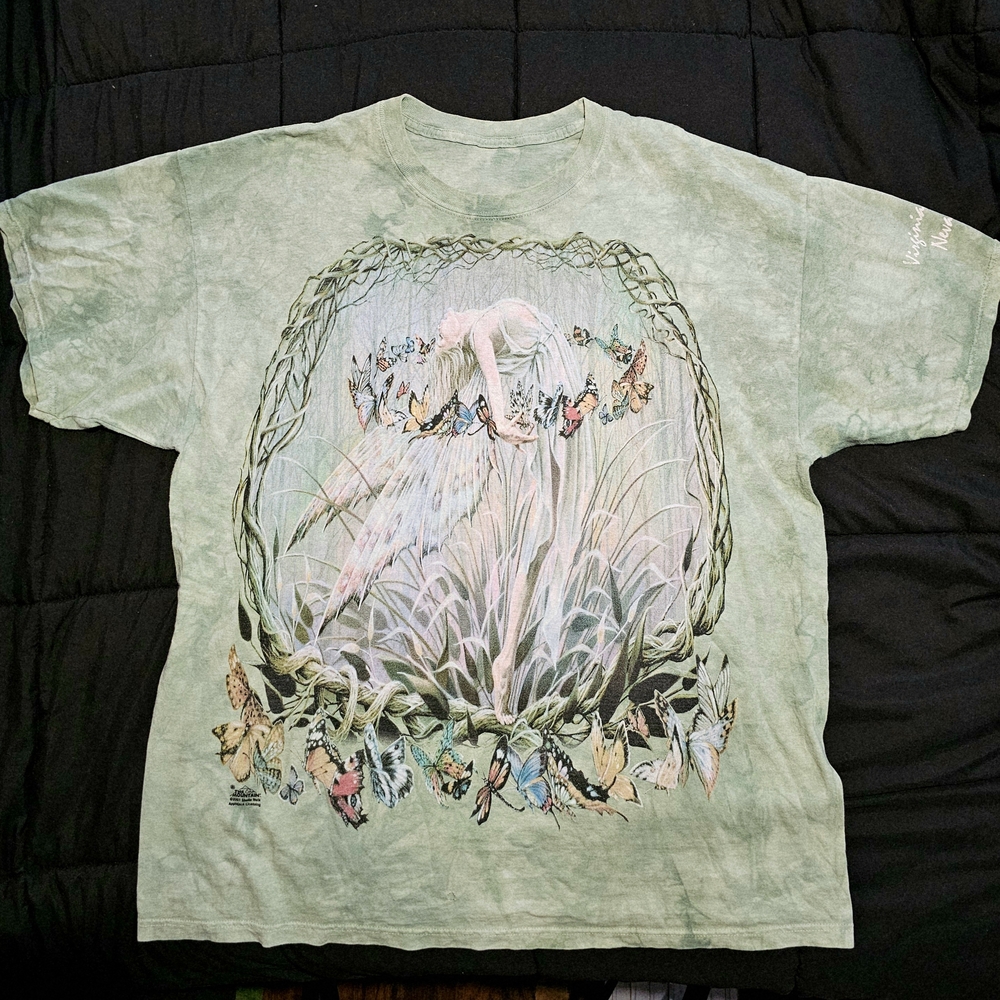The Mountain Green Short Sleeve Tee with Butterfly Design